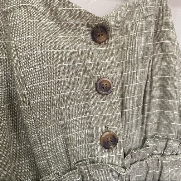 Romeo & Juliet Couture Linen Blend Olive Green Pinstripe Jumpsuit Size S NWT - Picture 5 of 10